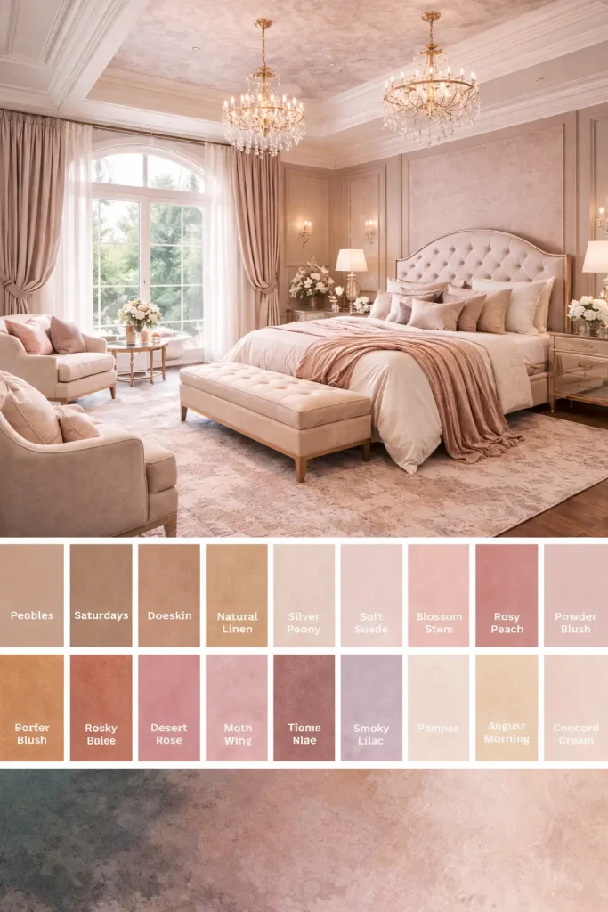 Blush Pink Luxury Bedroom with Soft Neutral Color Palette
