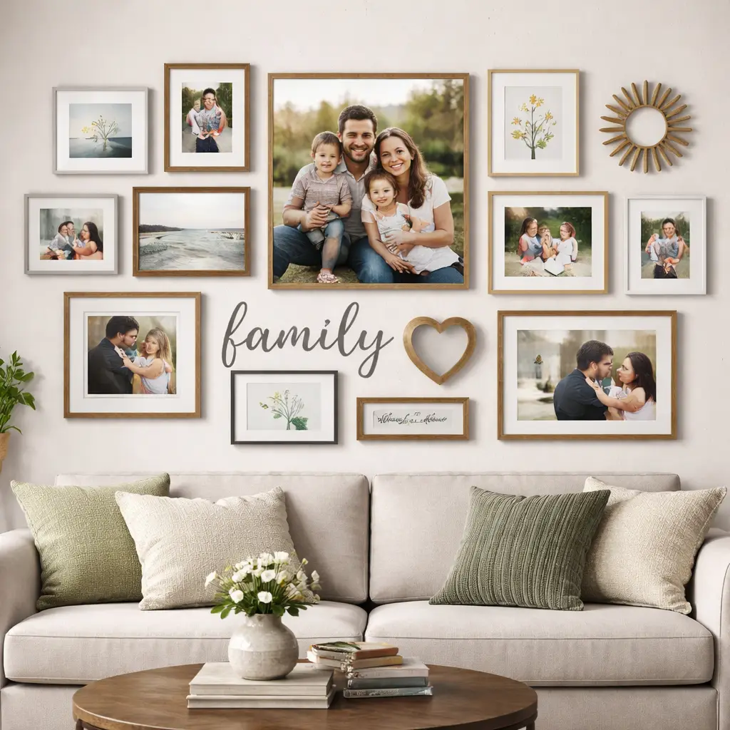 Personal Photo Gallery Wall for a Warm and Meaningful Living Space