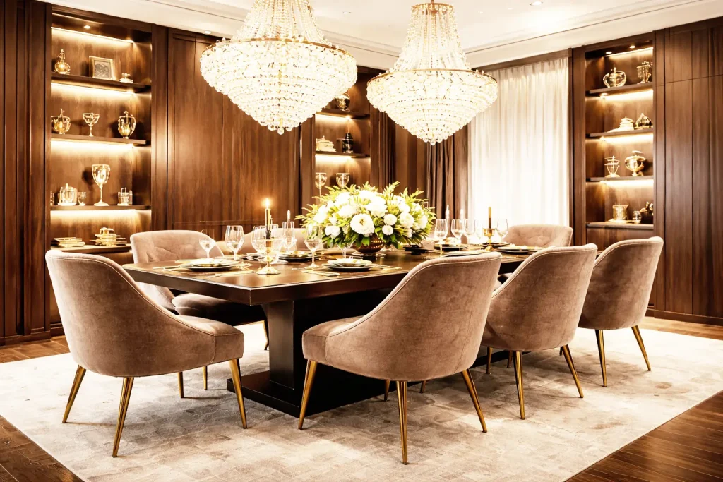 Golden Mocha Luxe — Brown & Gold Modern Luxury Dining Room