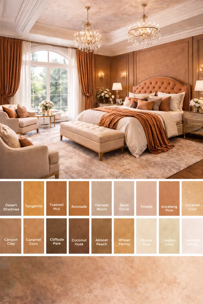 Warm Terracotta Luxury Bedroom with Elegant Neutral Palette