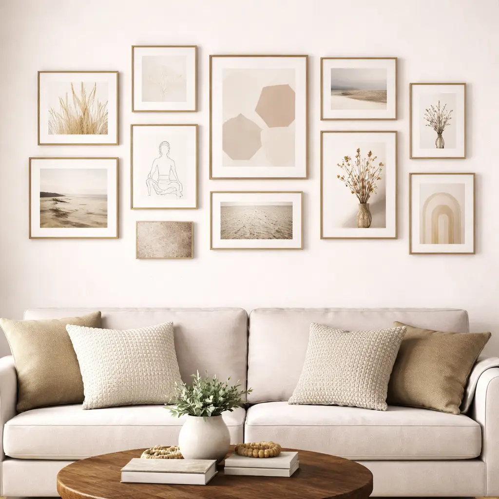 Minimalist Gallery Wall with Soft Neutrals & Clean Design